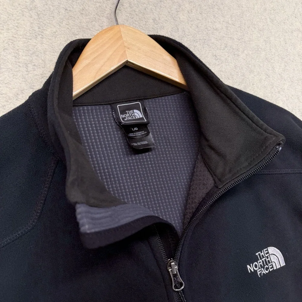 The North Face Mens Large Black Full Zip Fleece Jacket Outdoor Hiking